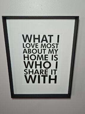 Framed Wall Art Print 16.5" x 20.5" Black and White Typography